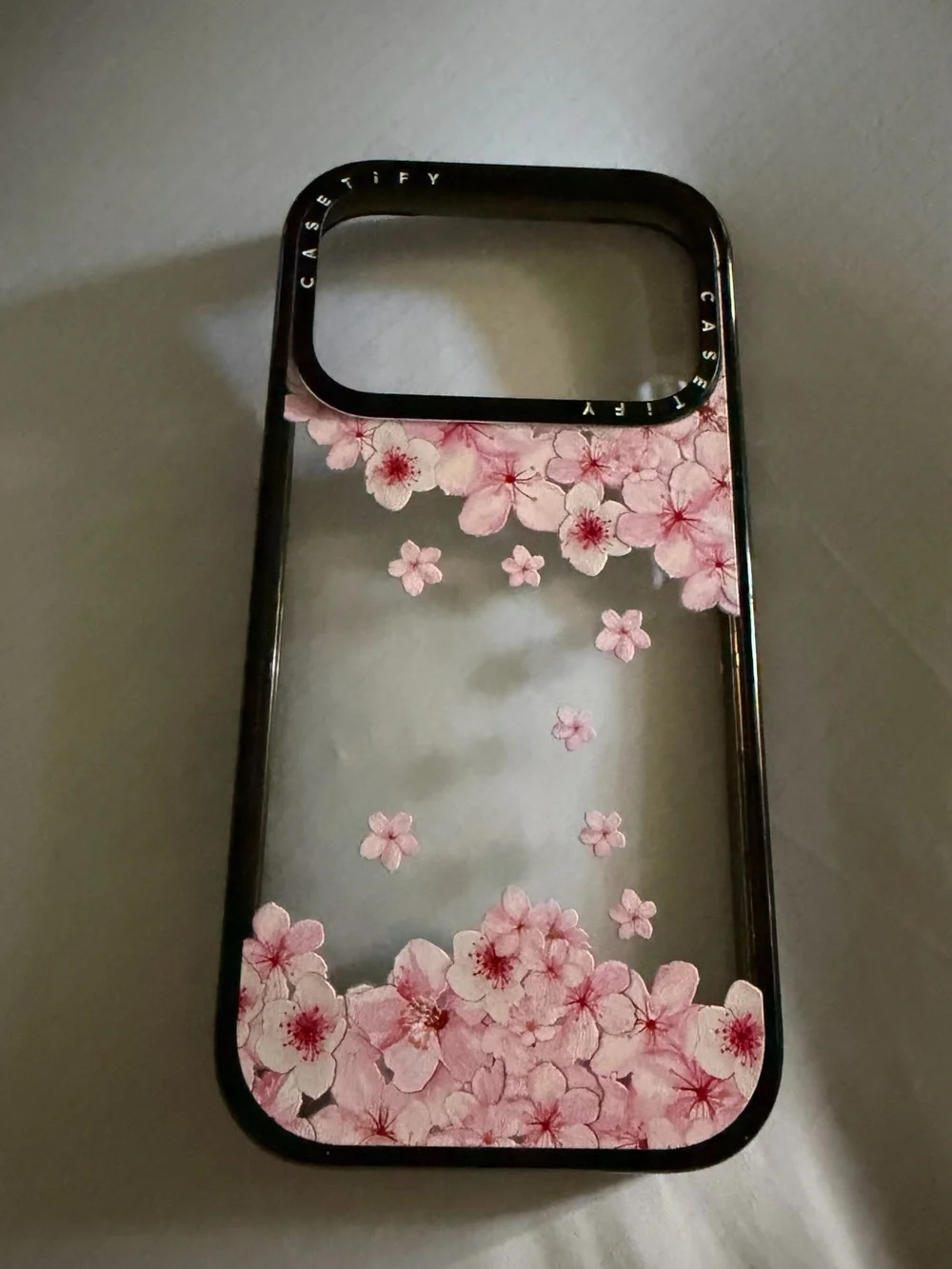 Casetify Clear Case with Pink Cherry Blossom Design